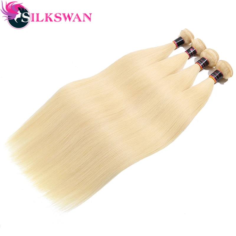 613 Blond Double Weft Silkswan Hair Remy Human Bundles 1/3/4 Brazilian Soft Straight Weaves 24 26 28 30 Inches | Шиньоны и парики