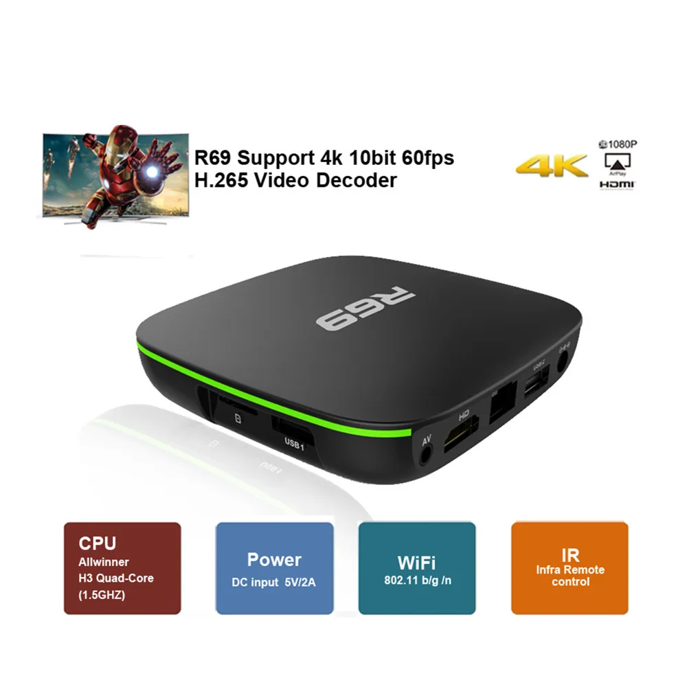 ТВ-приставка Allwinner H3 на Android 7 1 четыре ядра + 8 Гб Wi-Fi 1080P HD 2 16 | Электроника