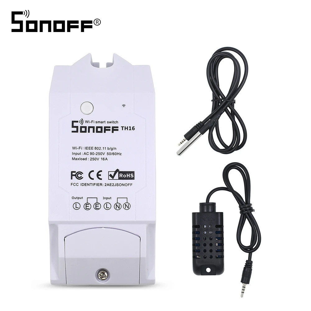 Th16 and two sensor SONOFF TH16 Wifi переключатель SI7021 DS18B20 датчик AL560 расширение мониторинга температуры и влажности Зонд 15A таймер Google Home Alexa - Комплект: Th16 and two sensor