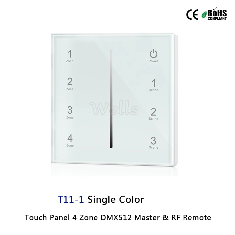 T11 1/T12 1/T13 1/T14 1 Сенсорная панель 4 зоны DMX512 Master & RF пульт дистанционного управления