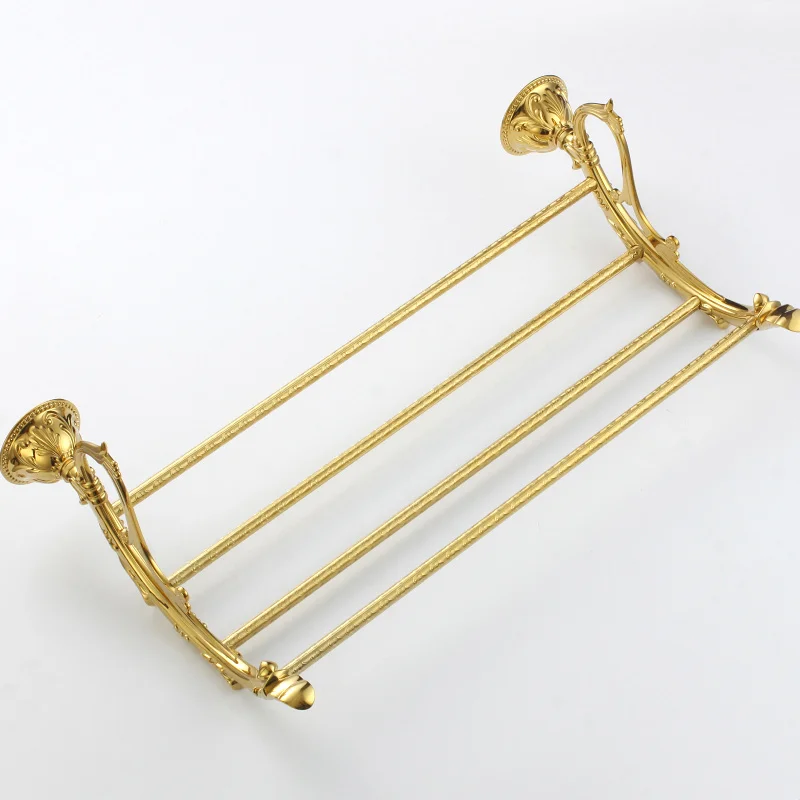 

Gold Luxury Bathroom Hardware Set European-Style Classical Gold-Plated Towel Rack Antique Varved Bathroom Accessories Set