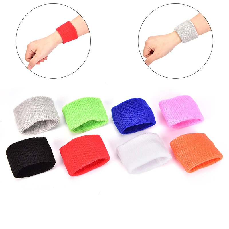 

1pcs sweat-absorbent sports wristband color polyester fiber 8 x 5cm basketball badminton designer wrist sports fitness wristband