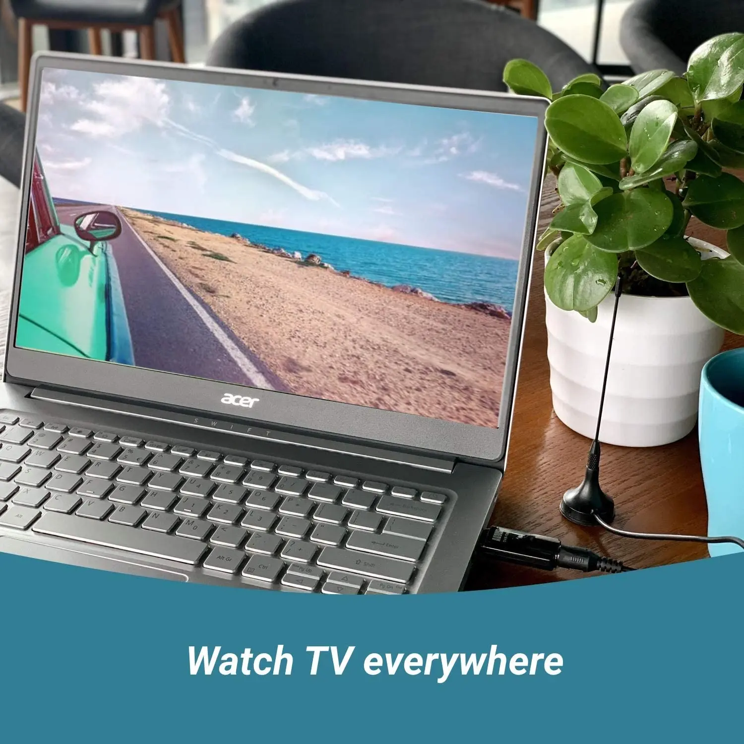 USB-тюнер August DVB-T202 Freeview TV Stick поддерживает Windows 10 / 8 7 Vista/XP смотрите телевизор на