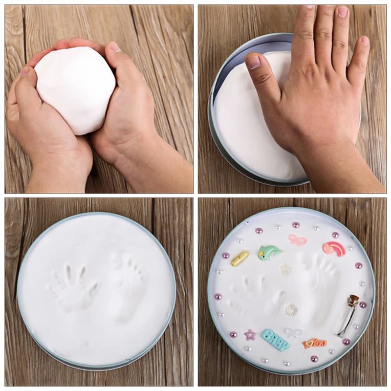 

Baby Keepsake Care Air Drying Modeling Colored Clay Handprint Footprint Imprint Kit Casting