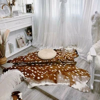 sika deer skin area floor rug imitation animal skin pelt shape handmade velvet imitation leather carpert