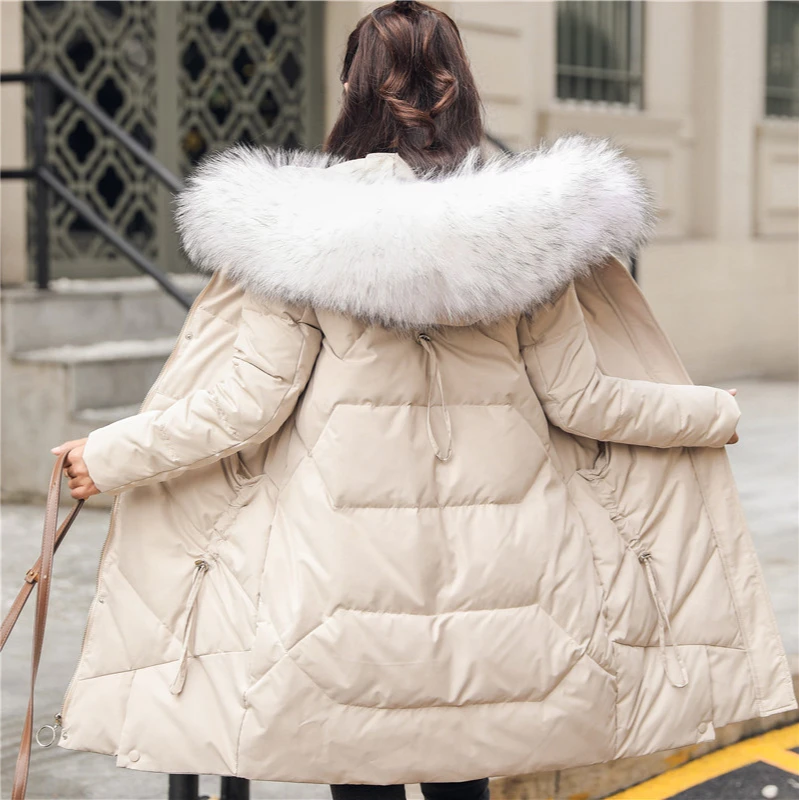 Новая зимняя популярная женская пуховая куртка, Модная приталенная куртка с воротником из лисьего меха, женская уличная хлопковая куртка с...