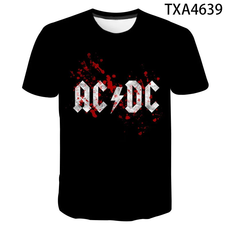 

2021 New Summer 3D Printed T Shirts AC DC Casual Streetwear Boy Girl Kids Fashion Men Women Children Short Sleeve Tops Tee