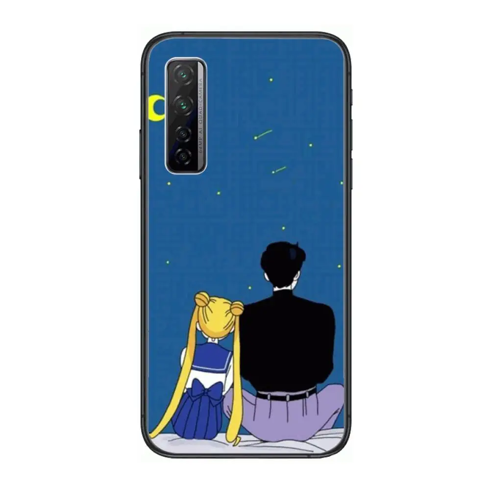 

Sailor Moon Phone Case For Huawei mate 40 30 10 20 40 8 9 Lite Z Pro Black Etui 3D Coque Painting Hoesjes 5g black