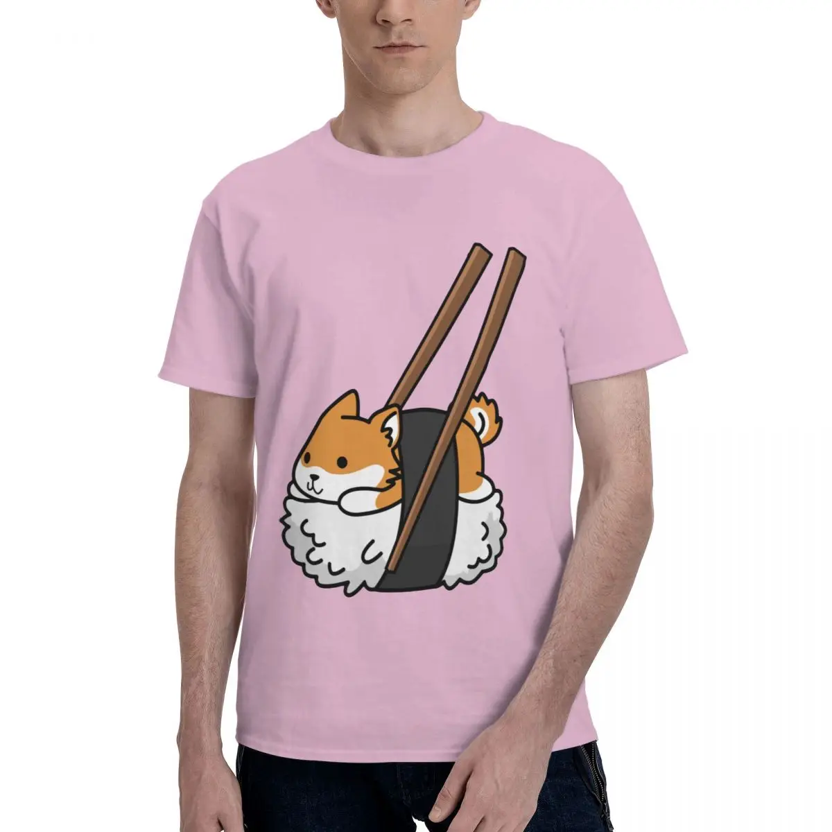 

Funny Sushi Shiba Inu Essential Men Casual Tees Short Sleeve Crew Neck T-Shirt Pure Cotton Original Clothing