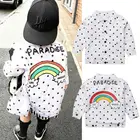 Модная Осенняя детская куртка в горошек для маленьких девочек и мальчиков, топы с радужным принтом, верхняя одежда, пальто, детская куртка, одежда, Canis