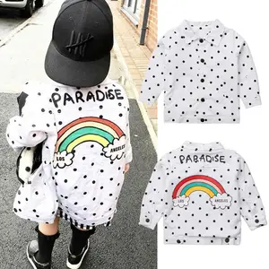 Модная Осенняя детская куртка в горошек для маленьких девочек и мальчиков, топы с радужным принтом, верхняя одежда, пальто, детская куртка, одежда, Canis