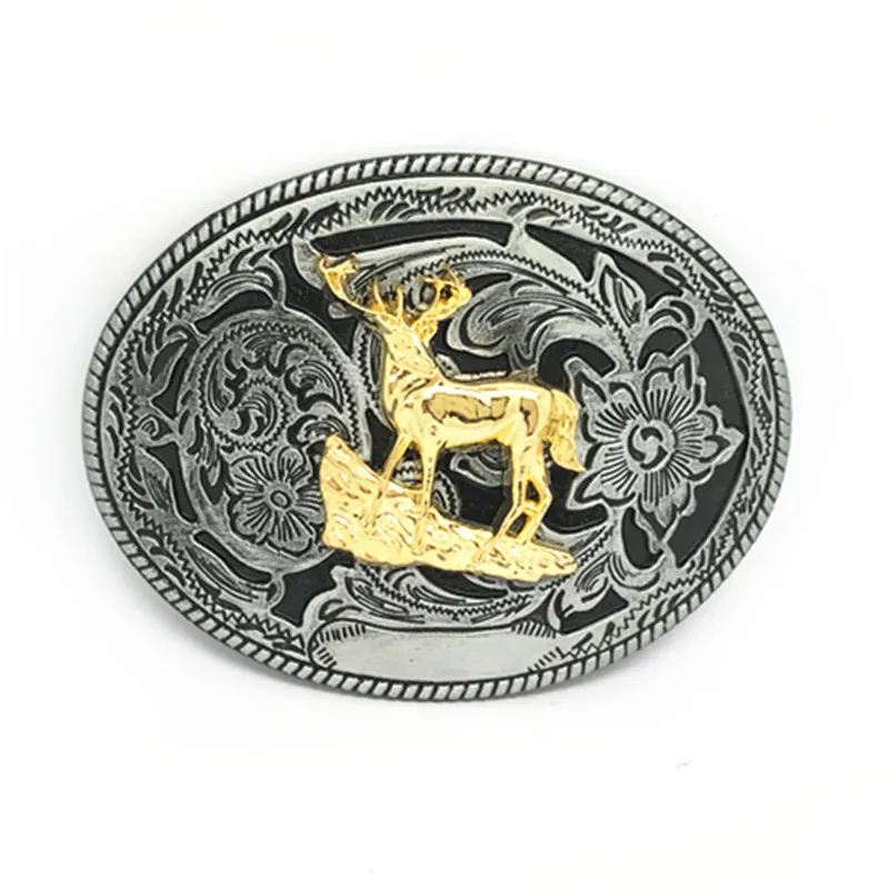 

KDG western cowboy zinc alloy natural color belt Tang grass flower animal belt buckle with jeans decoration