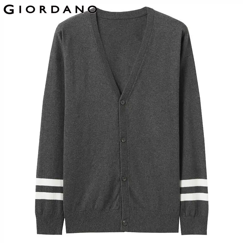 Giordano мужские свитера контрастная пуговица спереди длинный рукав кардиган Coton 12 игла Вязание Blusa De Frio Masculino 13059801