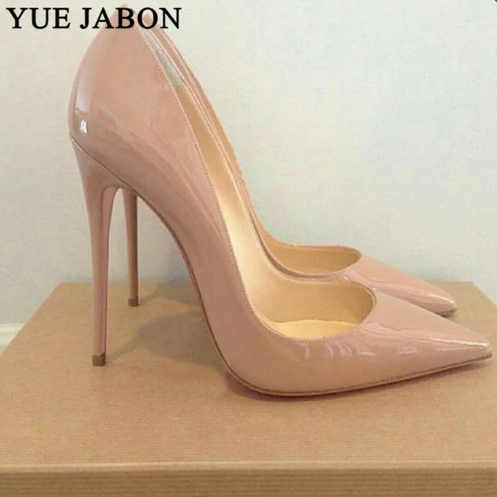 

Large Size Shoes Women Black Nude Pumps 12cm Patent Leather Shoe Fashion Wedding Shoes Bridal Women Pumps Estiletos Mujer 2020