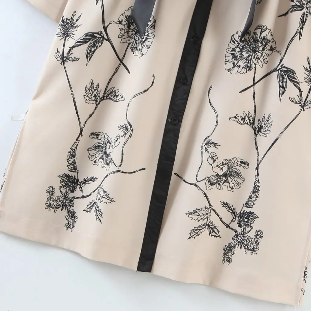 

Jastie Fashion Women's Cardigan Nice V-Neck Floral Print Pattern Drawstring Waist Cardigan Shawl Coat Autumn Casual Cardigan