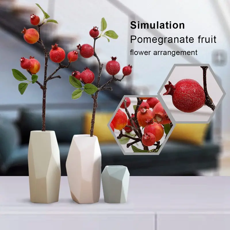 Красный закат украшение для дома искусственное ветка из граната короткая сад