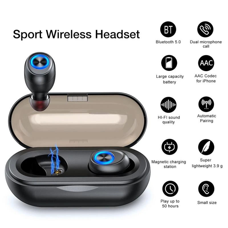 Беспроводные наушники Bluetooth HiFi стерео бас гарнитура сенсорные свободные руки
