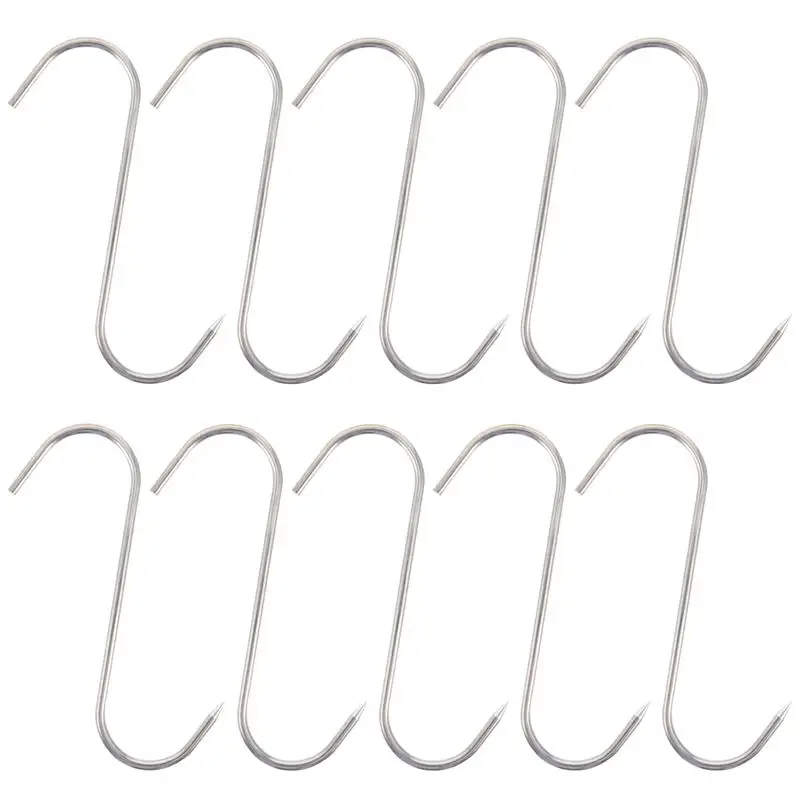 

10PCS Meat Processing Butcher Hook Hooks For Bacon Meat Hams Processing S Type Multifunctional Kitchen Hook Pork Ham Meat Hook