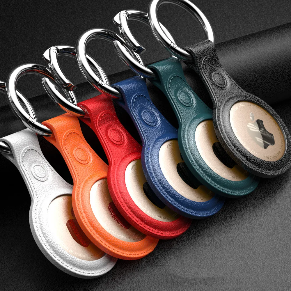 

Genuine Leather Key Ring for Apple Airtags Case Protector Cover Shell With Keychain Anti-scratch Accessories Apple Airtag case