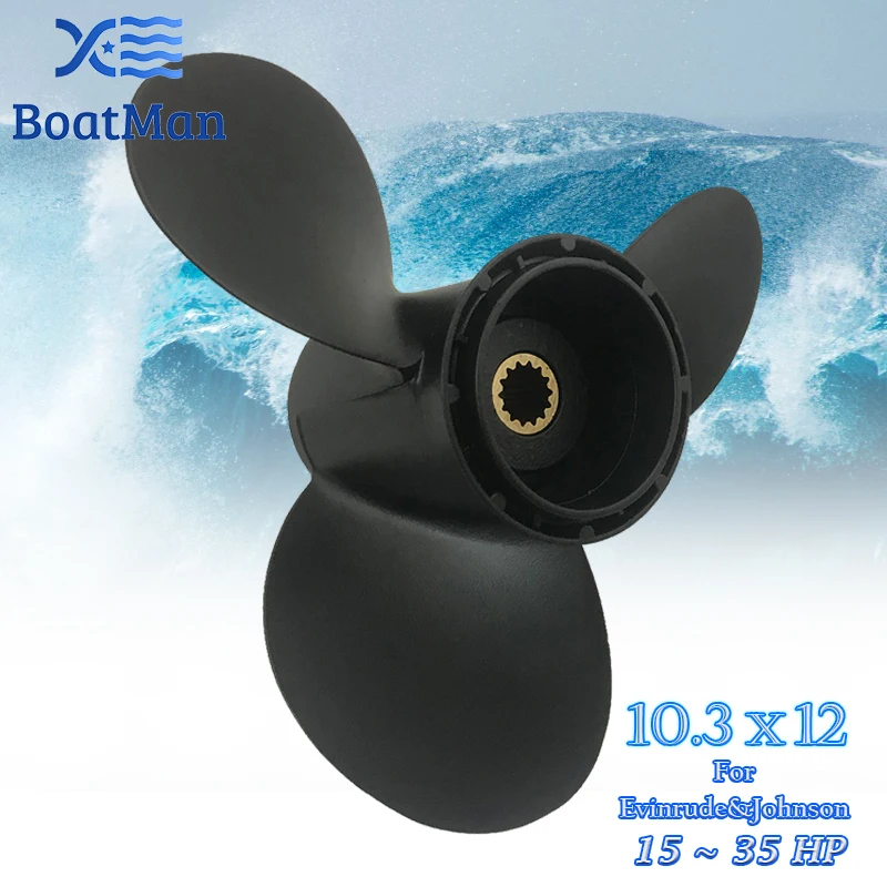 BoatMan® 10.3X12 Aluminum Propeller for Evinrude&Johnson 15HP 20HP 25HP 30HP 35HP Outboard Motor 14 Tooth Boat Accessories