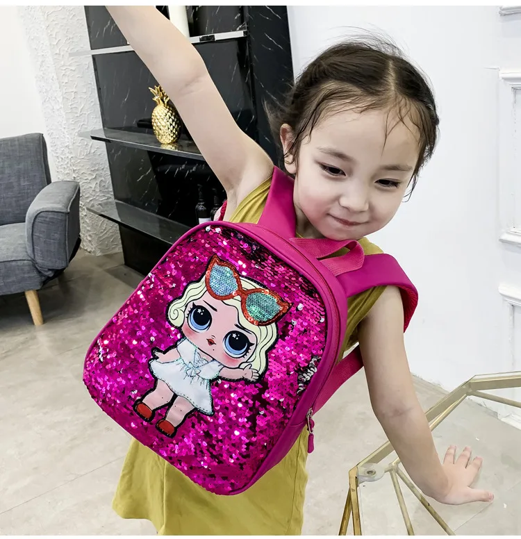 Модный рюкзак Lol Surprise Dolls из искусственной кожи школьный с блестками для девочек
