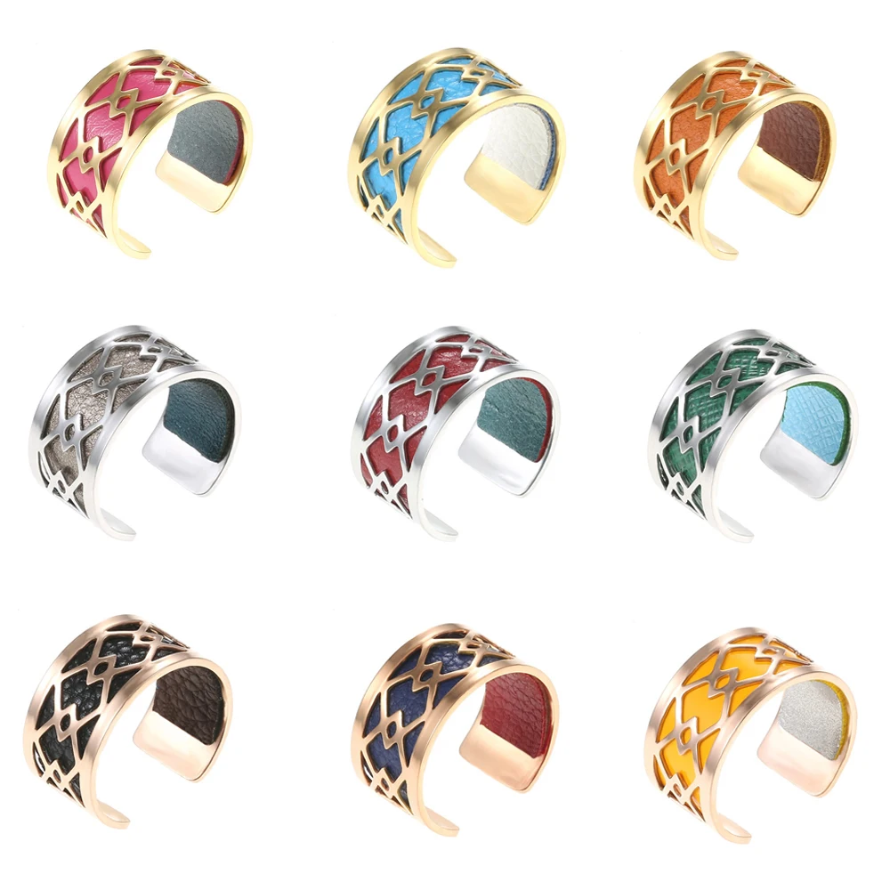 Legenstar 2022 New Bague Femme Open Finger Rings Stainless Steel Reversible Leather Jewelry for Women Valentine's Day Gift