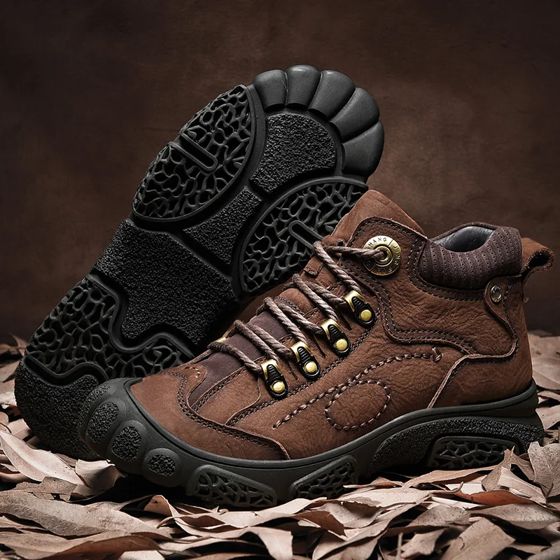 Ботинки мужские из 100% натуральной кожи очень теплая зимняя обувь утолщенная