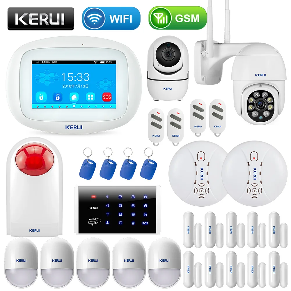 KERUI K52 большой сенсорный экран беспроводной GSM WIFI домашняя система охранной