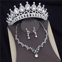 baroque gorgeous water drop crystal bridal jewelry sets for women luxury tiaras crown bride necklace earring wedding jewelry set