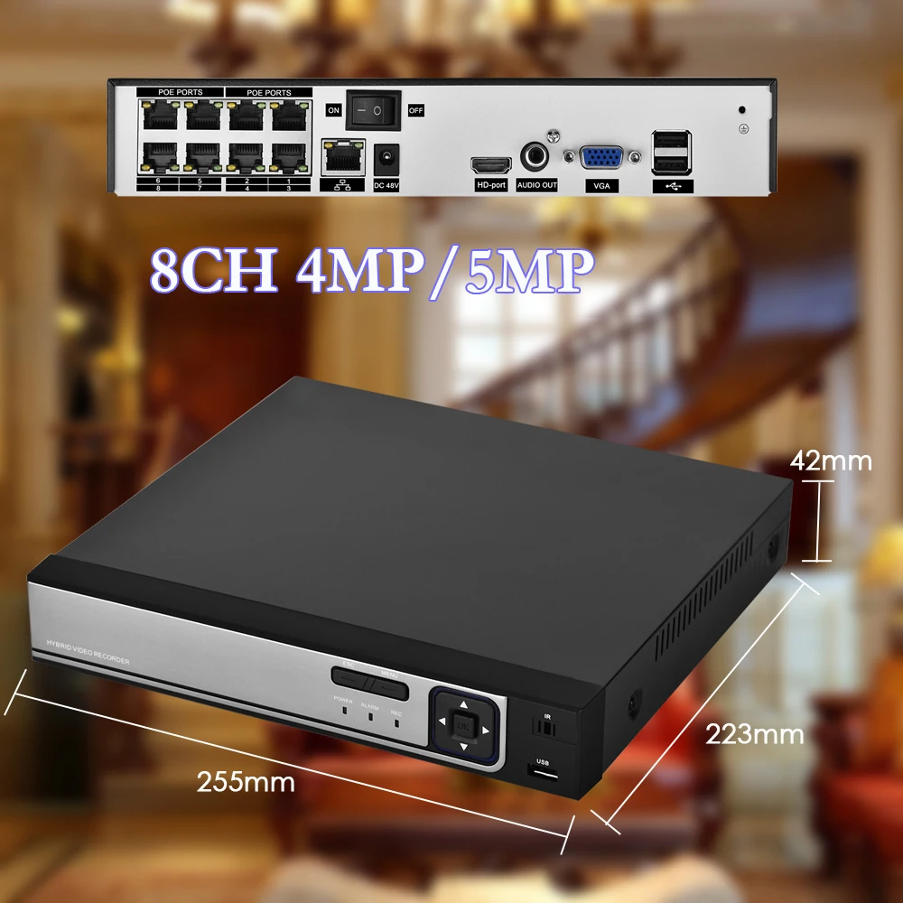 AZISHN H.265+ 8CH 5MP POE Система безопасности NVR комплект аудио Взрывозащищенная 5MP ip-камера распознавание лица CCTV наблюдения NVR набор
