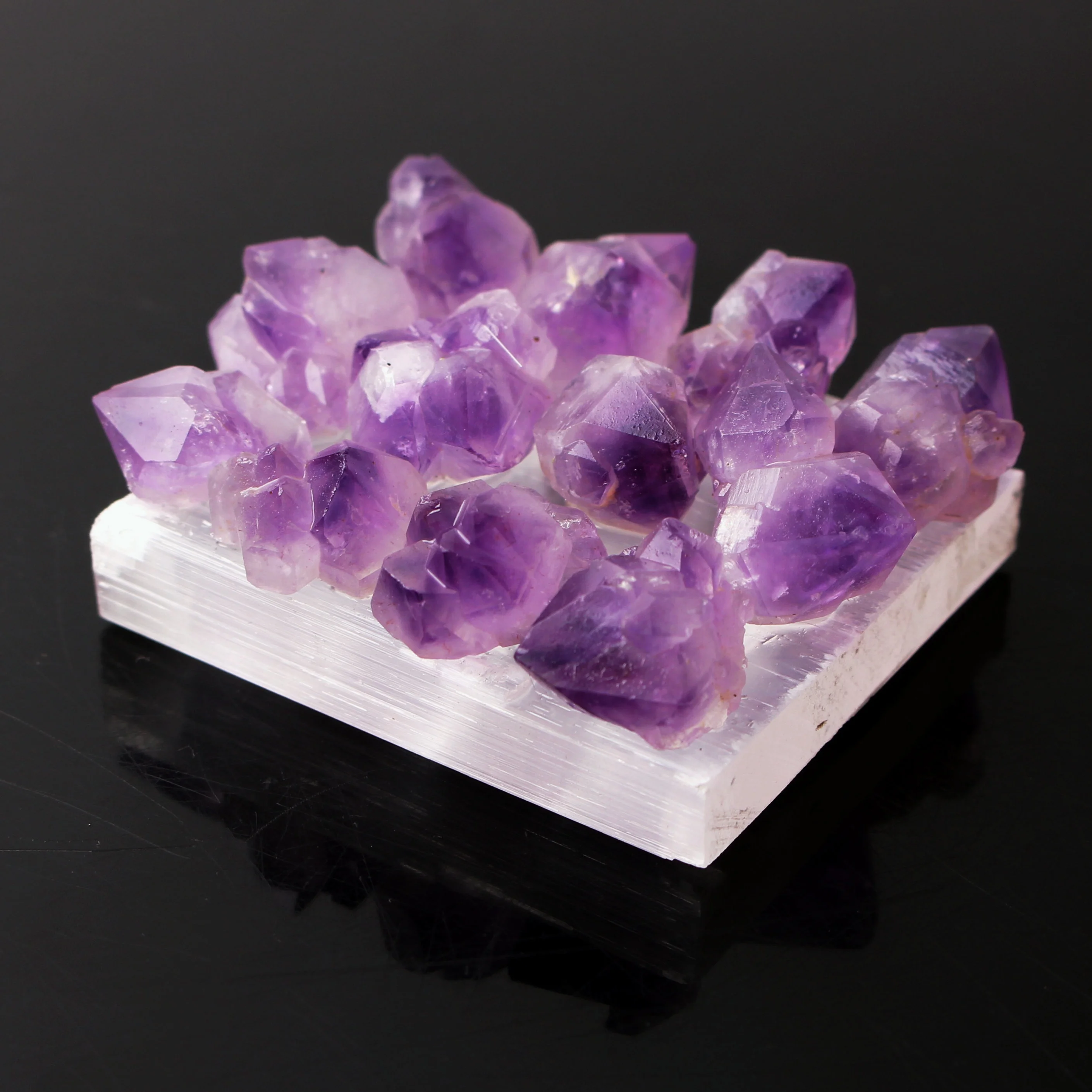 1 шт. натуральный белый селенит ломтик основа пьедестал клей Аметист кластер