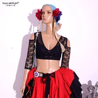 belly dance top ats tribal lace choli long sleeve womens costume bnn26