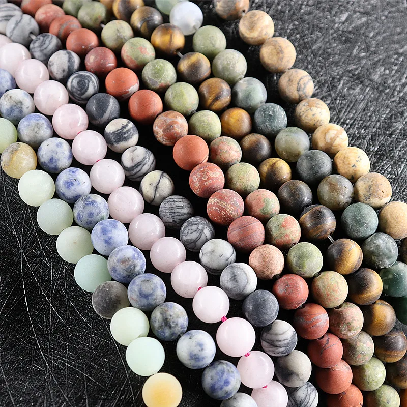 

90pcs 4MM Frosted Natural Stone Agate Beaded Diy Jewelry Starry Sky Pattern Round Loose Beads for Bracelet Necklace Accessories