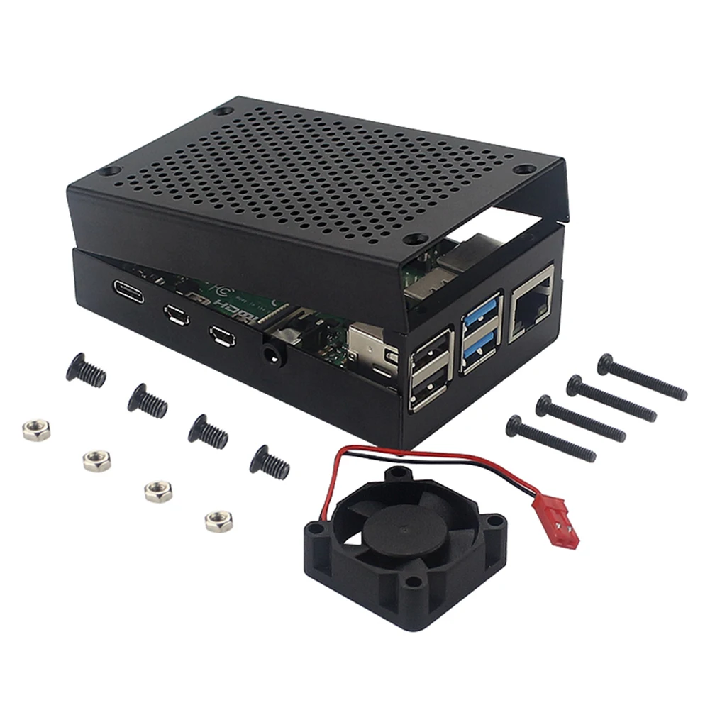 

2021 New Extreme Cooling Fan Heatsink Kit Raspberry Aluminum Alloy Case Box Shell Heatsink Kit for Raspberry Pi 4B