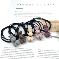 high quality popular rubber elastic hair bands bear rabbit girls ponytail holder for kids children candy color hair accessories