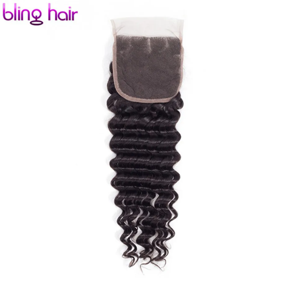 Шикарные волосы бразильская глубокая волна Закрытие 4x4 кружевная застежка Remy