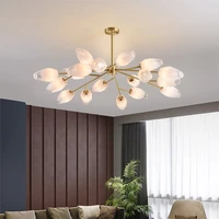 ourfeng modern led pendant light fixtures hanging chandelier copper luxury home living room bedroom villa decoration