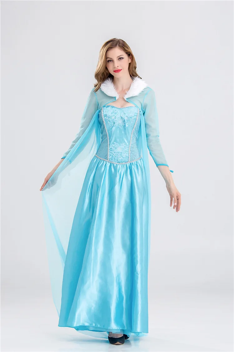 Костюм Эльзы для взрослых и женщин Платье девочек принцессы с длинным плащом на