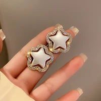 trendy korean luxury shiny designer opal geometric stars crystal earrings for women 2022 new fashion jewelry wholesale gifts