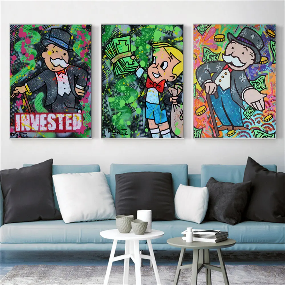 

Modern pop art graffiti investment poster on canvas painting print wall art picture living room home decoration