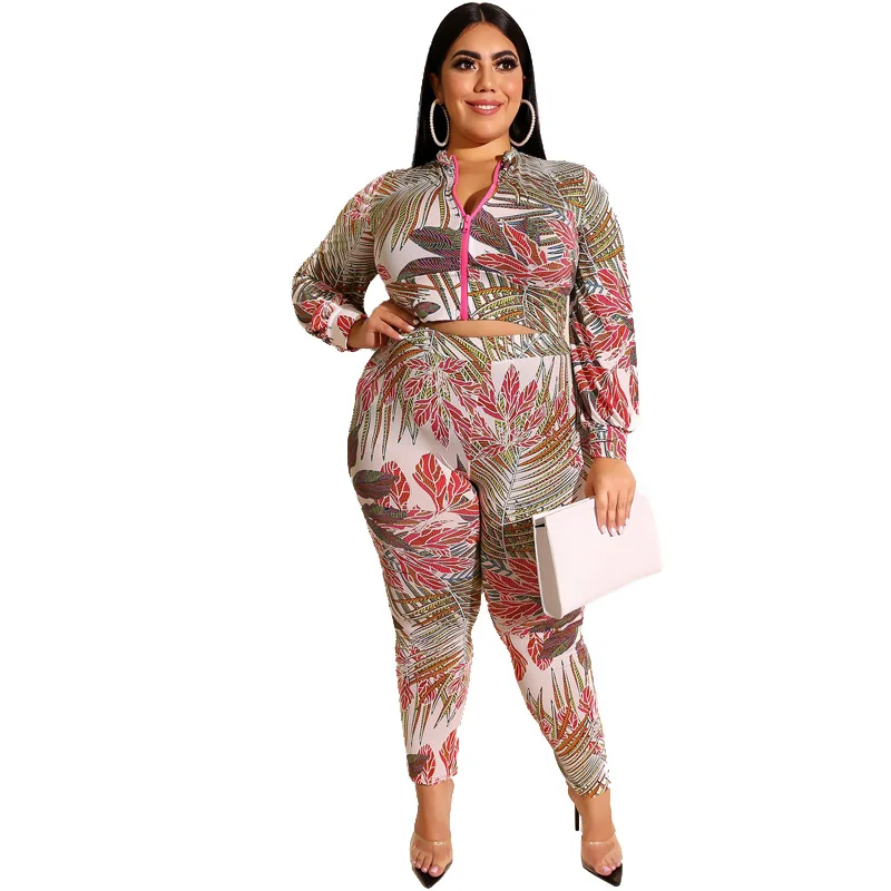 XL 5XL плюс размер комплект из двух предметов 2019 короткая куртка на молнии с принтом