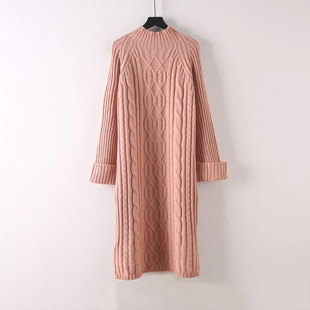 Длинный свитер с высокой горловиной женский джемпер на осень и зиму Свободный