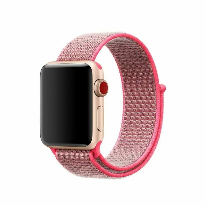 Флэш-память спортивные петли для наручных часов Apple Watch, версии 40/44 мм 42/38 мм 5/4/3/2/1 нейлоновый ремешок для наручных часов браслет ремешок на застежке-липучке застежка - Цвет ремешка: Hot Pink