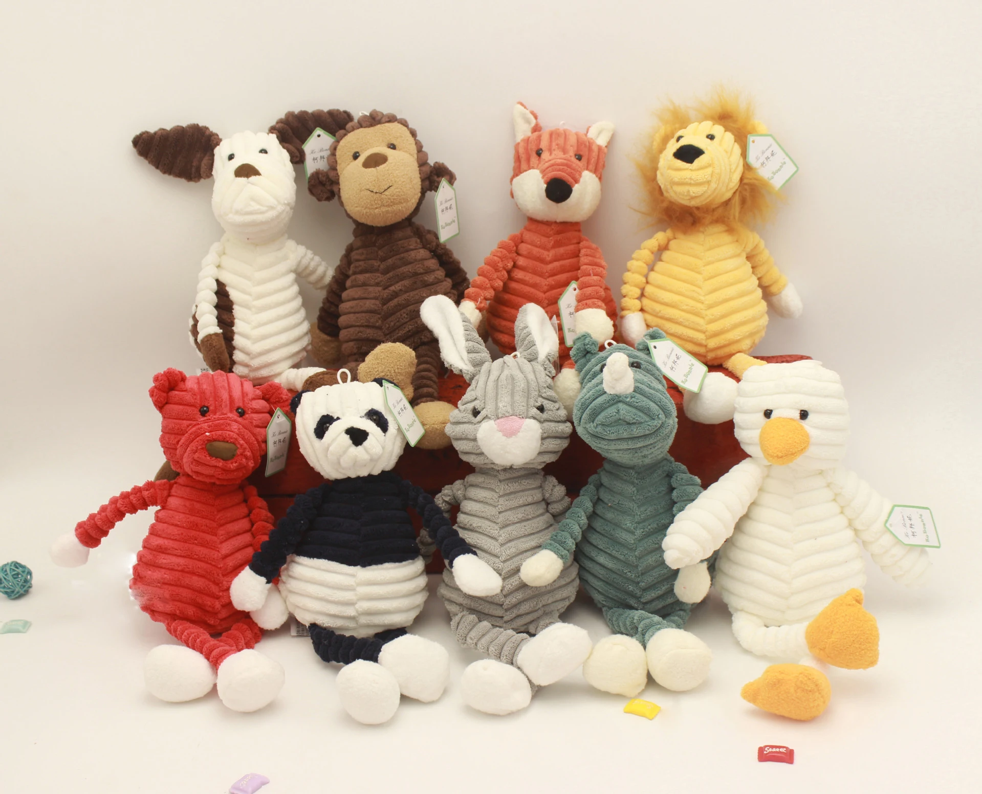 15 см хит Детские Полосатые Слоны Лев лиса кролик поросенок панда утка обезьяна