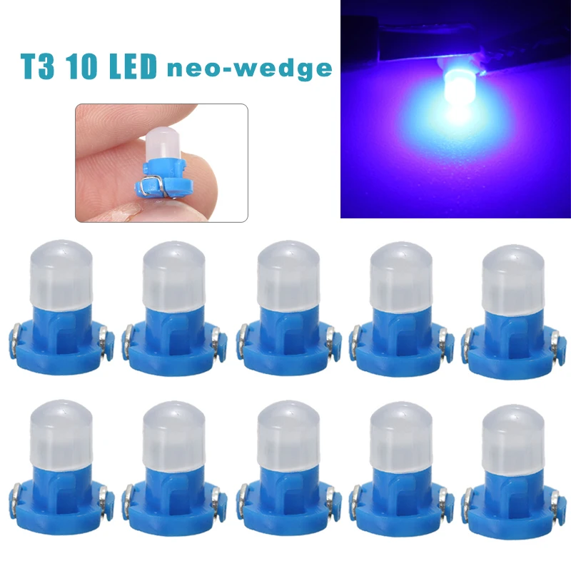 10pcs Blue LED Bulb 12V Durable Car Decoration Light Multi-functional Gauge Panel Indicator Lamp Auto Lights Accessories