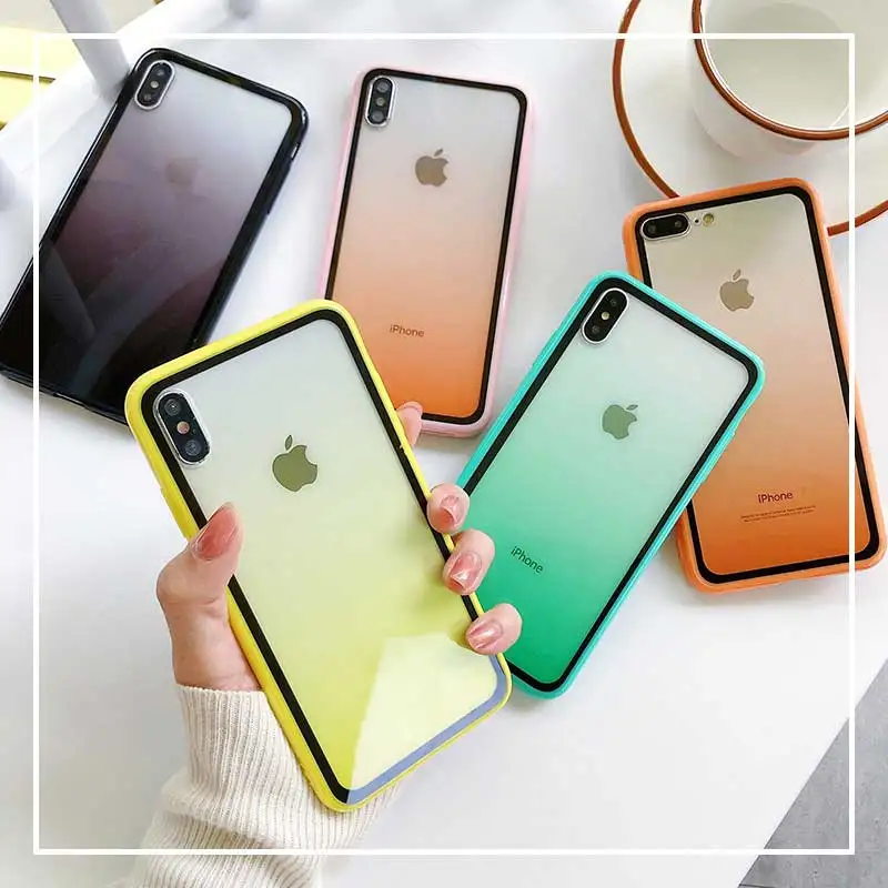 Модный градиентный цветной чехол для телефона iphone 11 Pro XS MAX XR X 6 6S 7 8 Plus мягкий прозрачные чехлы чехол|case for