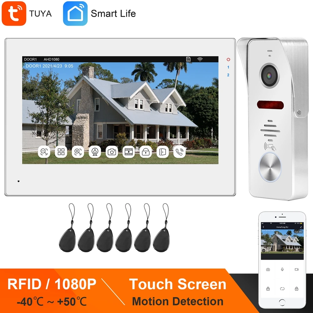 Ysecu WI-FI видео домофон для дома TUYA Smart Life IP интерком-квартира 7 дюймов сенсорный экран Экран 1080P RFID видео дверной звонок Камера - изображение