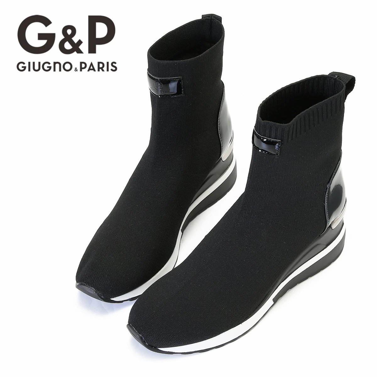 New Knitted Shoes Women High Top Women's Sock Sneakers Spring Women Knit Breathable Shoes Female Platform 6CM