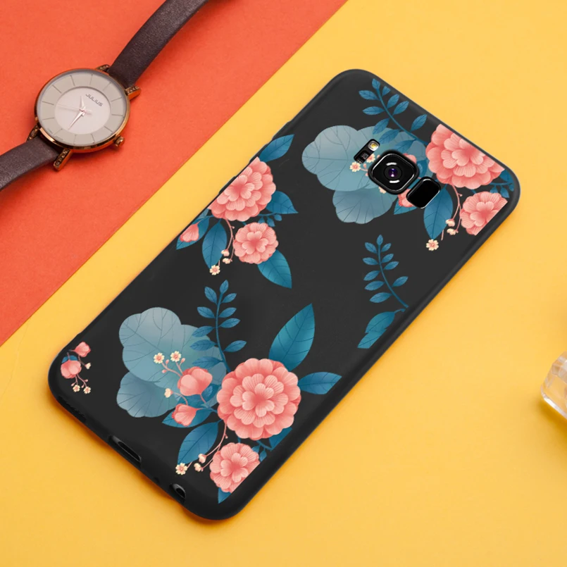 Flower Case For Samsung Galaxy S8 Cover Silicone Original 3D Relief Bumper A6 A7 A8 A30 A50 S9 S10 Plus Note 8 9 |