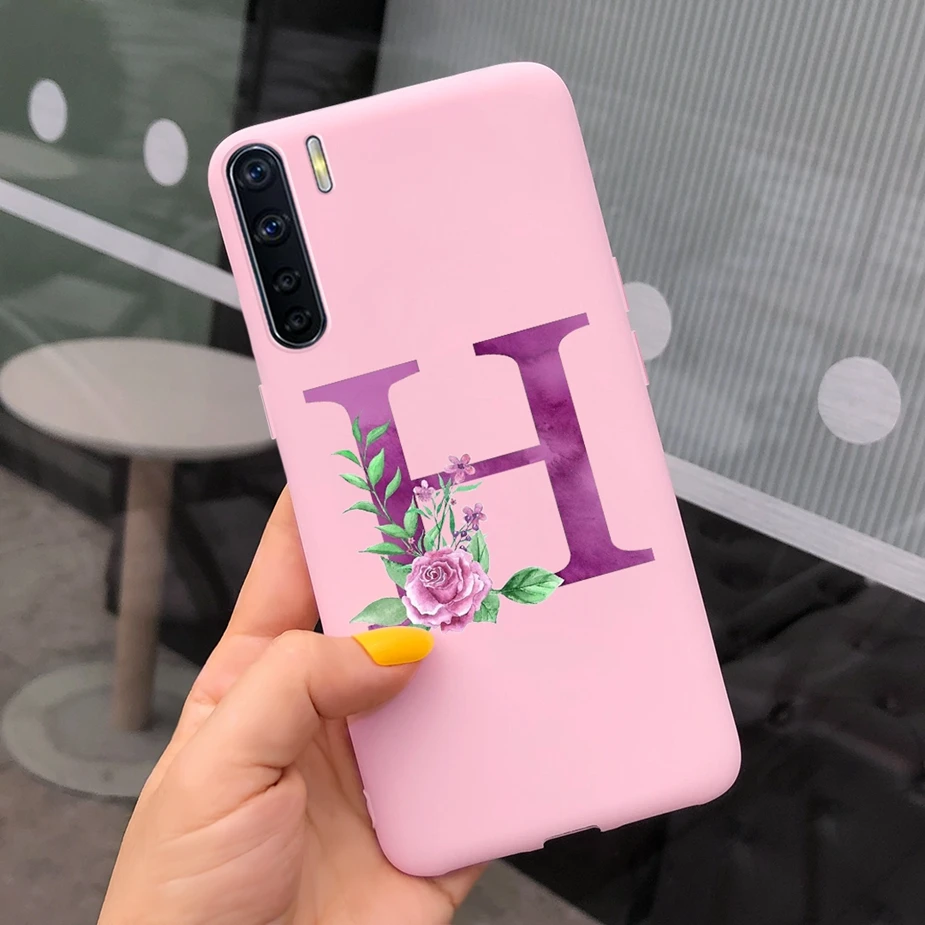 Чехол-накладка для Oppo F15 Reno3 из мягкого силикона с милыми буквами A91 A 91 OppoF15 Reno 3 |